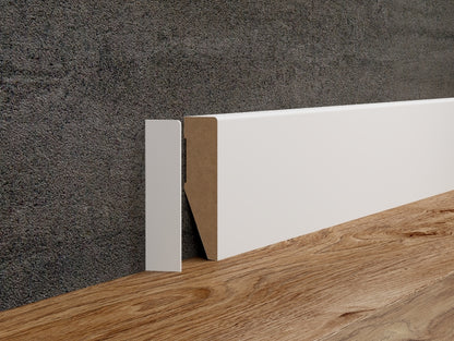 A Vox Evera skirting board fitted with it's matching end cap.