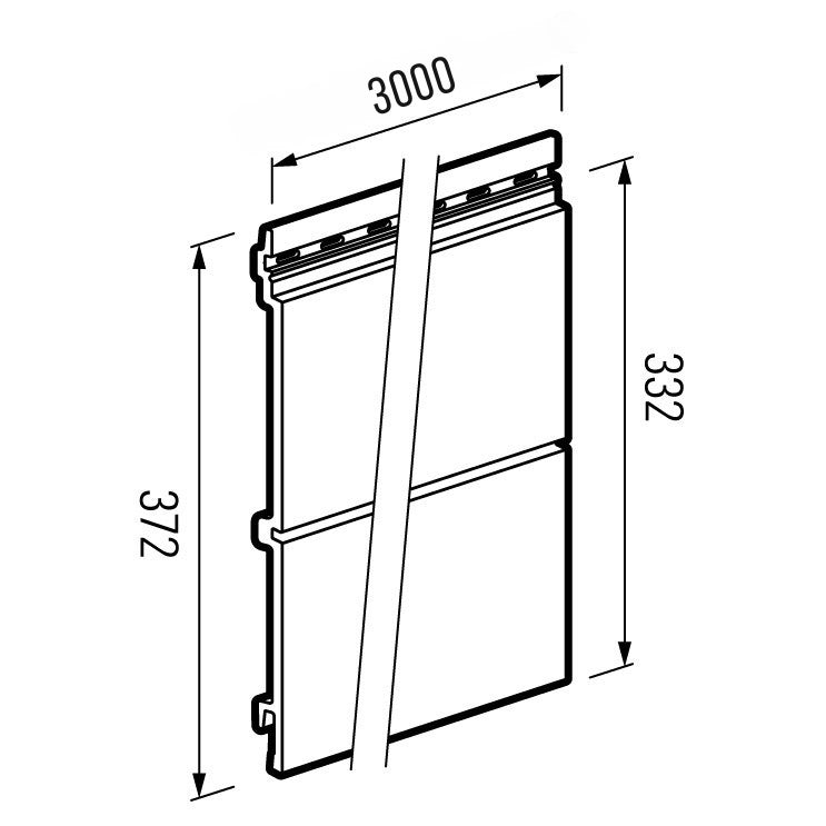 A technical drawing of the Modern Wood double cladding board. 