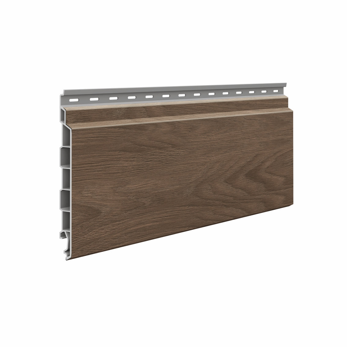 Solvo cladding board in colour Chocolate Oak.