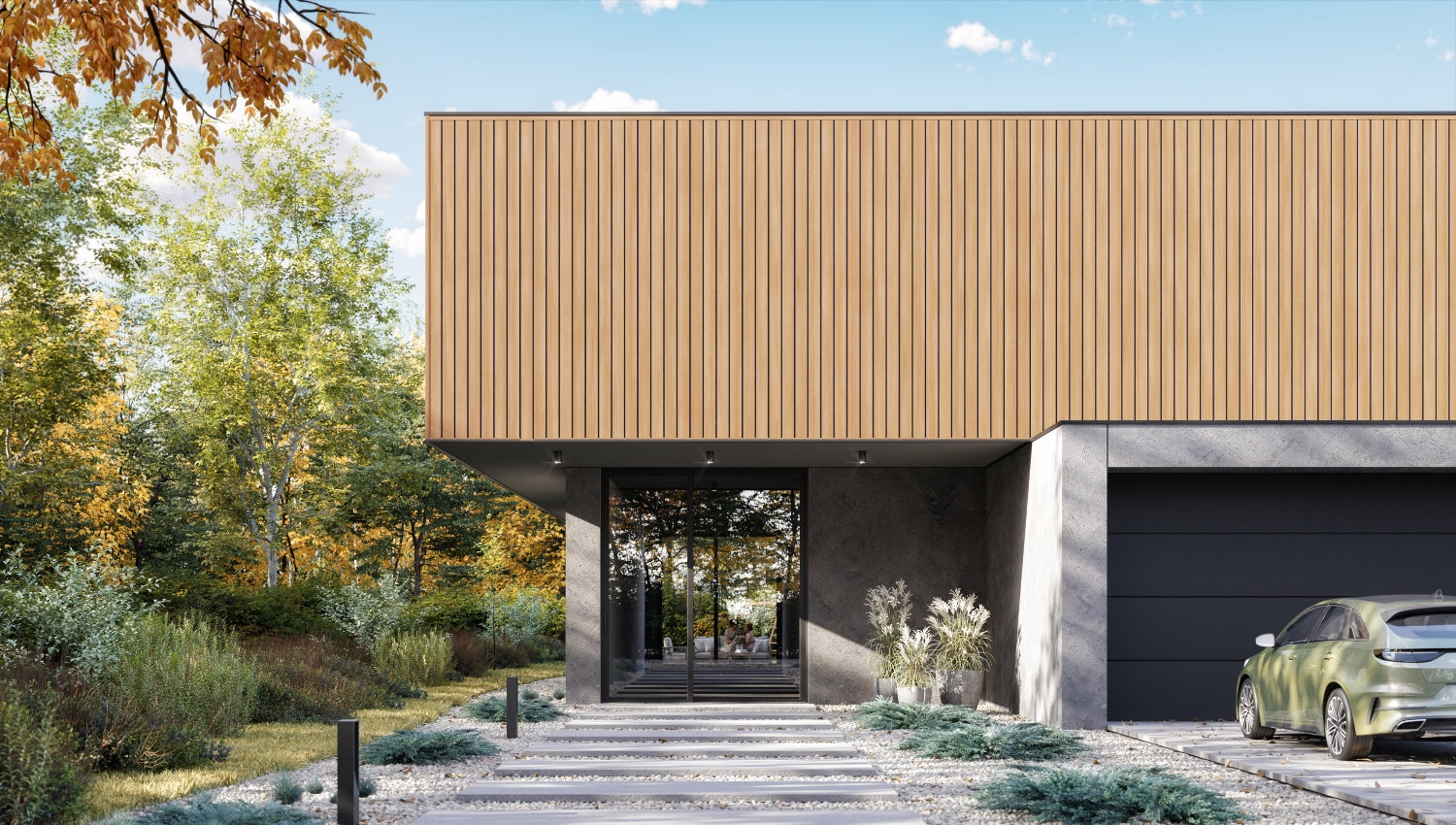 Lifestyle image of solvo cladding cedar on the exterior of a building.