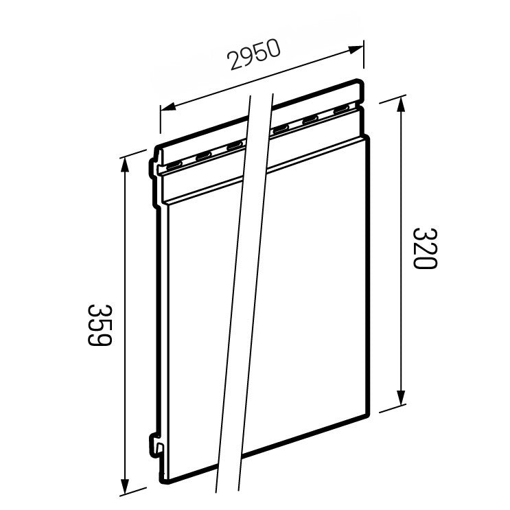 A technical drawing of the Vox Trend single cladding board.