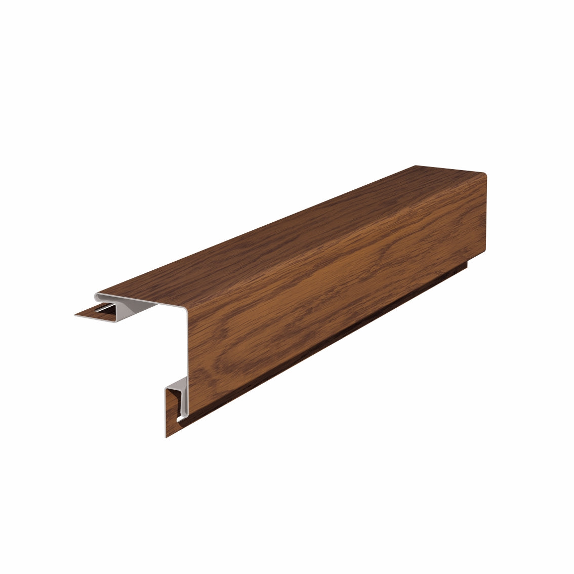 External corner trim for vilo Fronto cladding boards in colour Walnut.