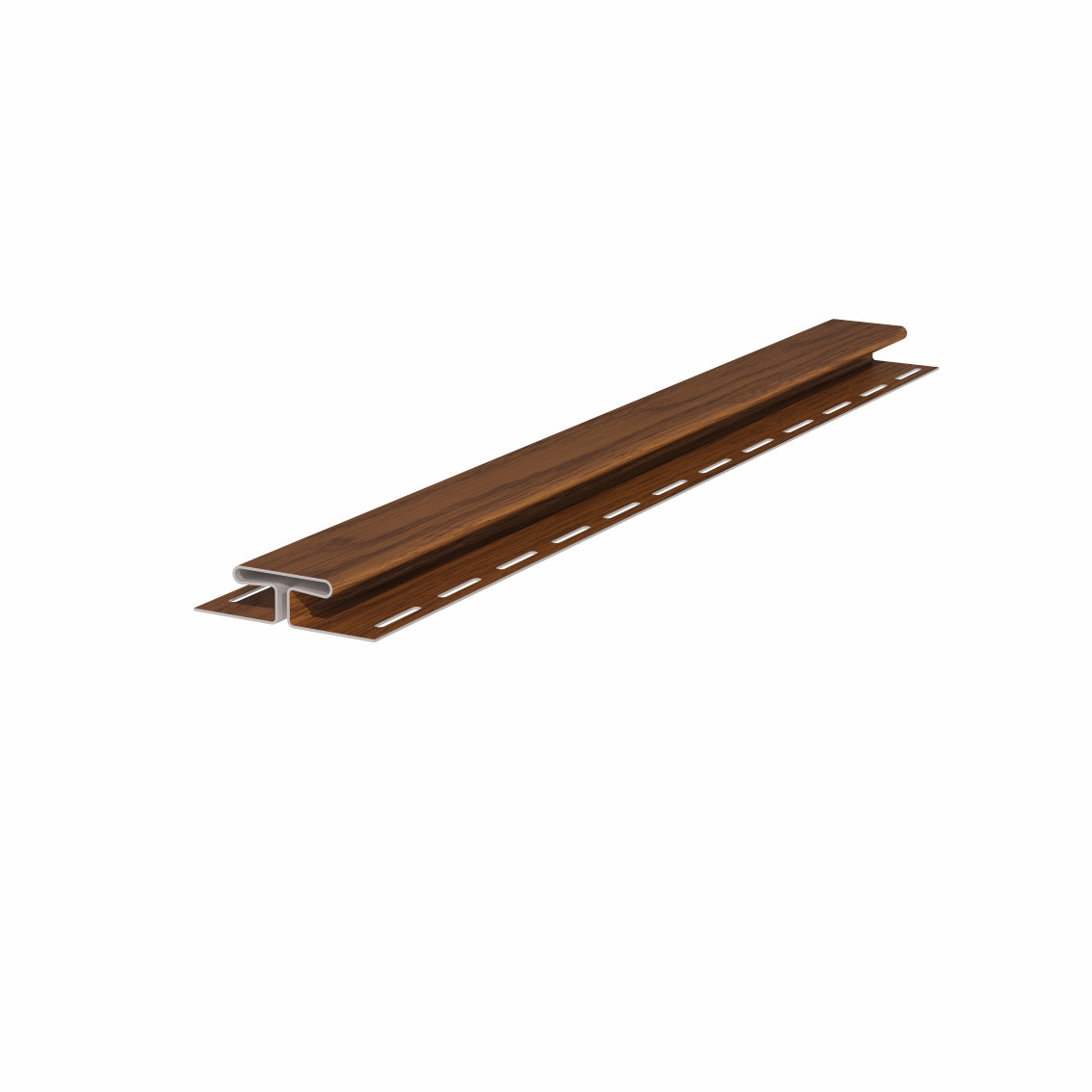 Center joint trim for vilo Fronto cladding boards in colour Walnut.