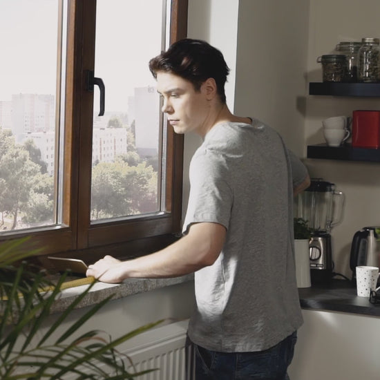 A demonstration of Vilo windowsill overlays being fitted.